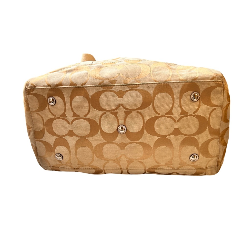 Coach Duffle Bag Large Gold Khaki Signature Jacquard Weekender Travel Bag - Picture 5 of 16